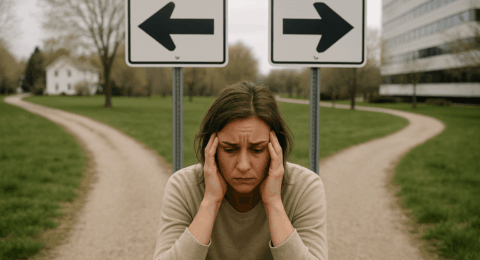 Femme stressée par le burn out parental et l’épuisement professionnel.