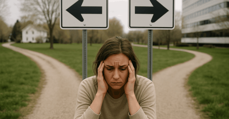 Femme stressée par le burn out parental et l’épuisement professionnel.