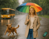 Femme zen sous un parapluie.